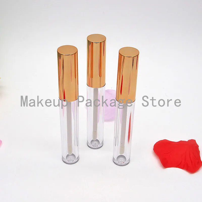 

4.5ml Cosmetic Plastic Clear Lip Gloss Tube with Gold Cap, Makeup Concealer Refillable Container,Empty Foundation Storage Bottle