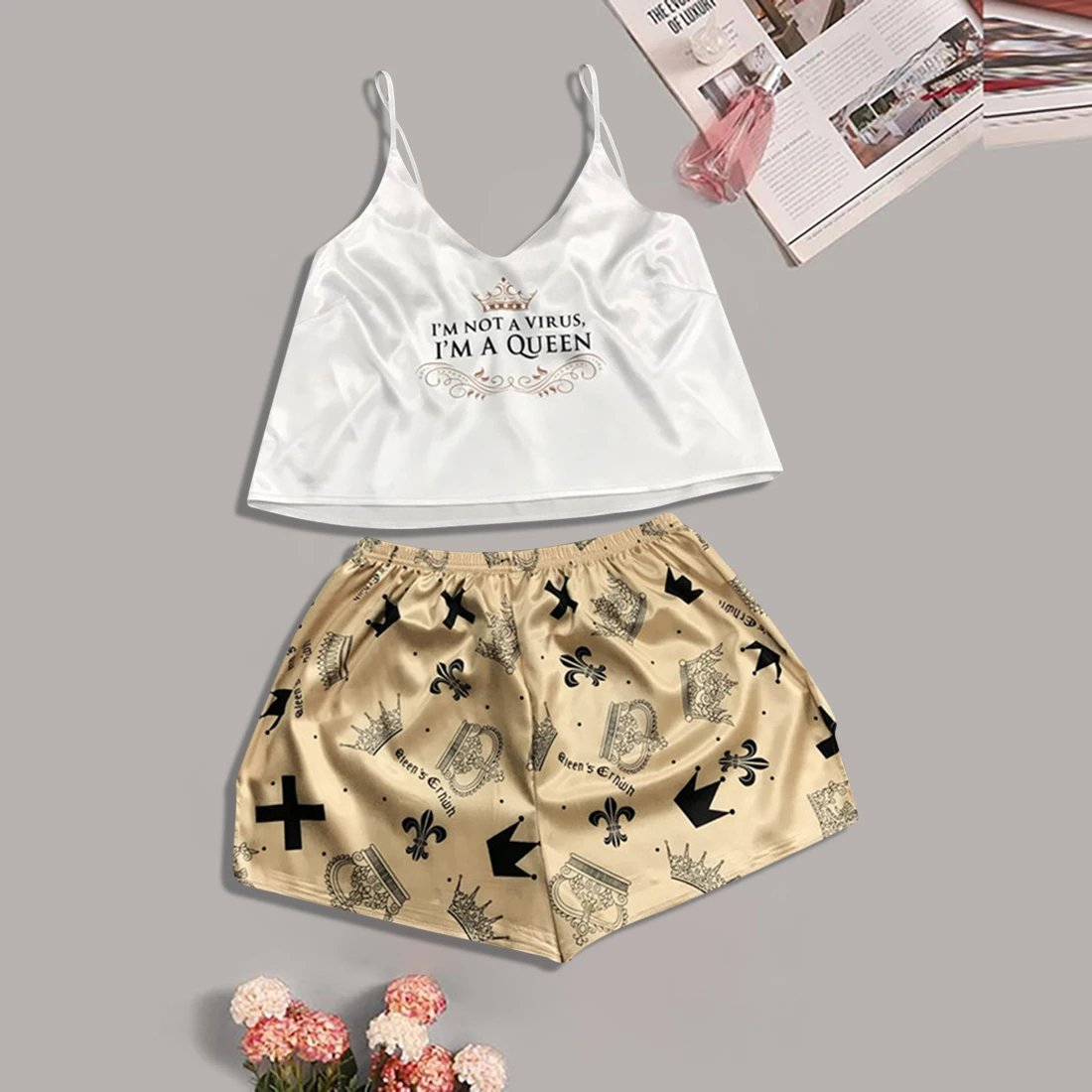 Милая Пижама с животным принтом домашний костюм летняя сексуальная пижама