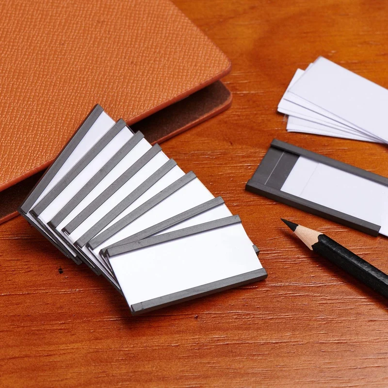 

50Pcs Magnetic Label Holders with Magnetic Data Card Holders with Clear Plastic Protectors for Metal Shelf (1 x 2 Inch)