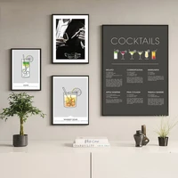 cocktails the classics recipe print bar poster cocktail whiskey sour mojito picture canvas painting gift kitchen wall art decor