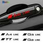 4 шт., автомобильные наклейки на дверные ручки для audi SLINE A1 S1 S3 8X A3 A4 B5 B6 B7 B8 B9 A5 A6 A7 C7 C6 C5 A8 D3 D4 8R q3 q5 TT