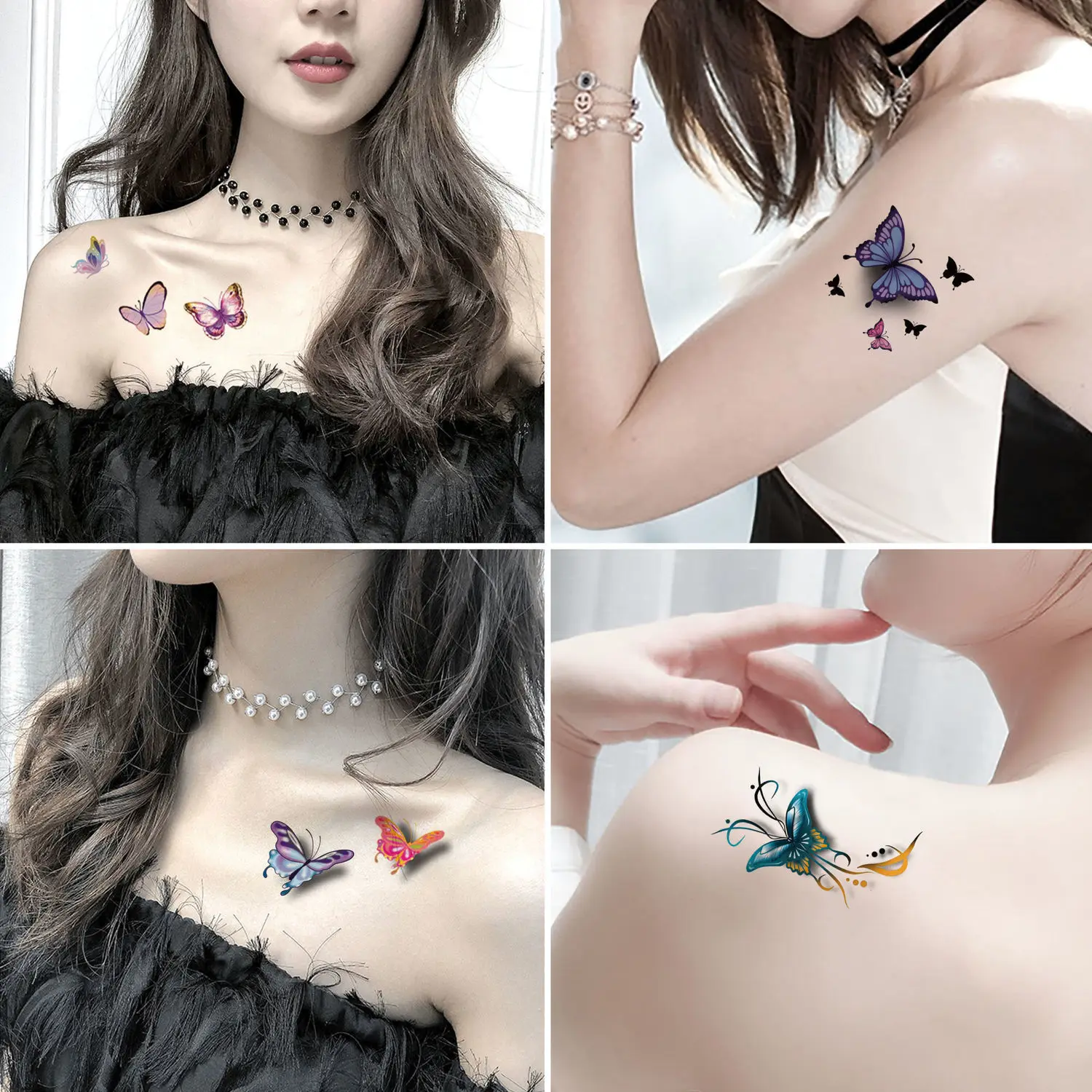 

30 Pcs Waterproof Temporary Tattoo Sticker Color Butterfly Flower Cute Body Art Fake Tattoo Arm Tattoo Kid Set Waterproof Taty