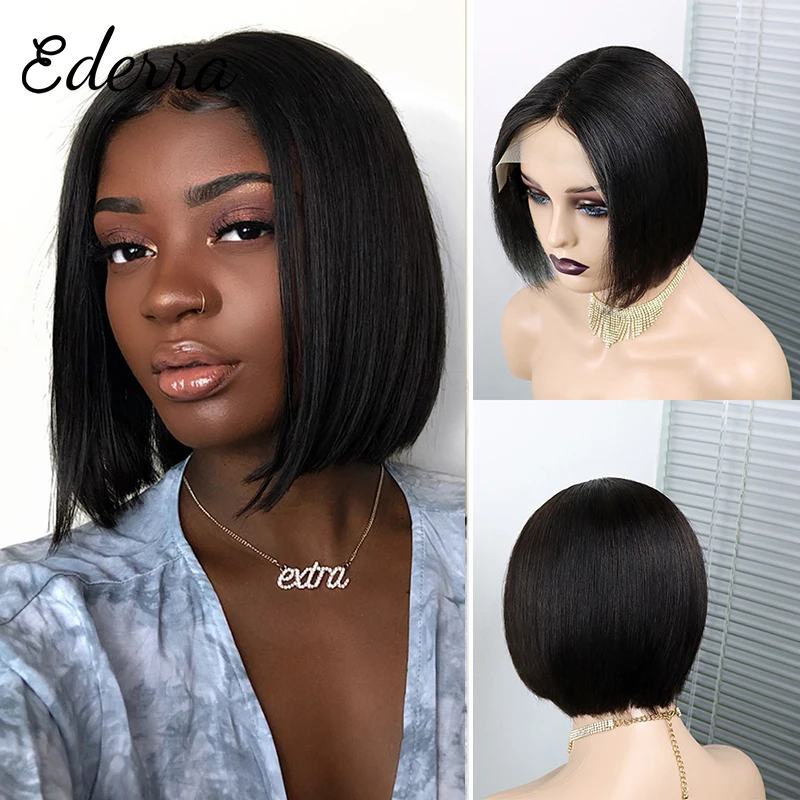 

Short Bob Wigs Straight Lace Front Human Hair Wigs For Women Pre Pluck With Baby Hair 13x1 Lace Front Wig Glueless Lace Wig Remy