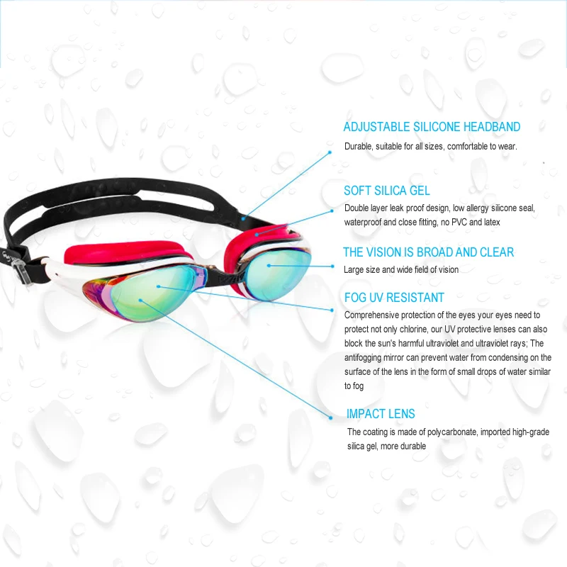 

Anti-Fog Swim Goggles with Adjustable Strap UV Production Anti-Leak Comfortable to Wear Durable Portable for Unisex ALS88