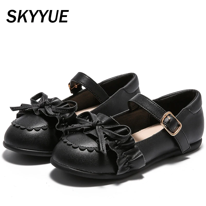 2020 Весенняя детская обувь с бантом туфли принцессы на плоской подошве для