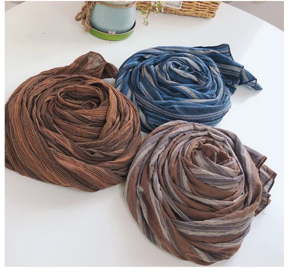 Высококачественный двухслойный хлопковый шарф зимний женский длинный из