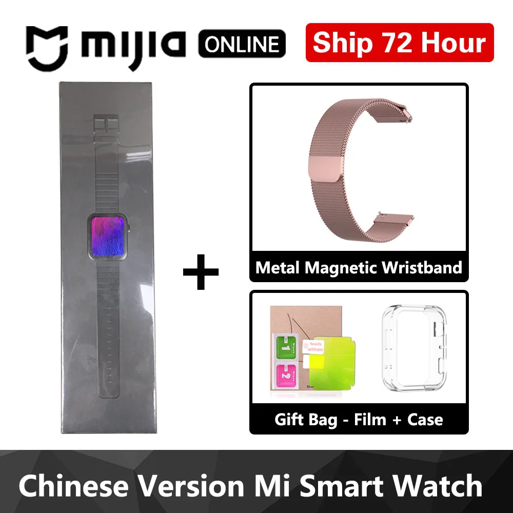Black with Strap Xiaomi Mi Смарт-часы gps NFC wifi ESIM PhoneCall браслет Android наручные часы Спорт Bluetooth фитнес монитор сердечного ритма трекер - Цвет: Black with Strap