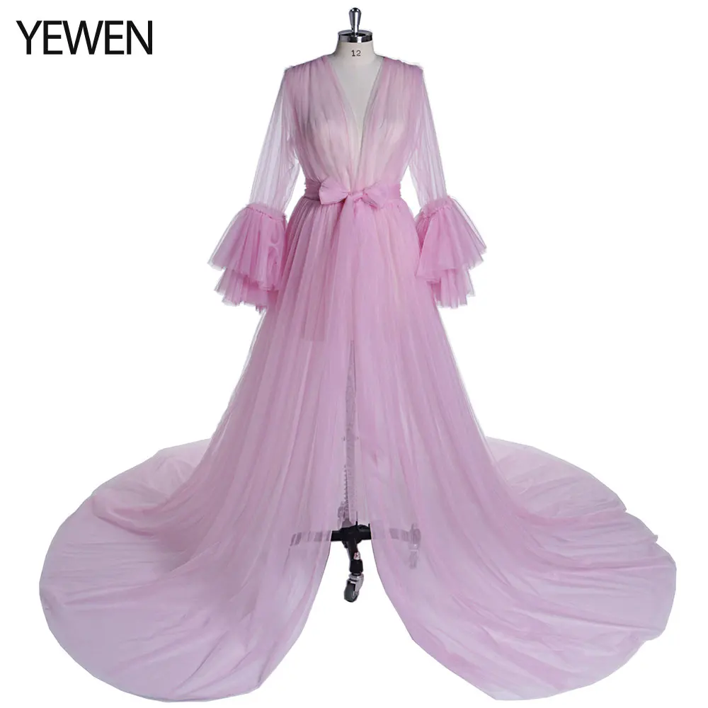 Soft Tulle Maternity Photography Robes See Through Maternity Gowns Women Pregnancy Photoshoot Props YEWEN