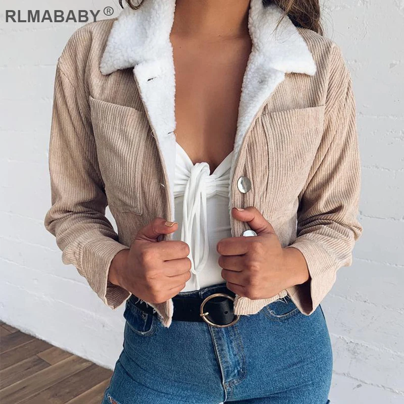 RLMABABY новинка отложной воротник на пуговицах внутренний искусственный мех