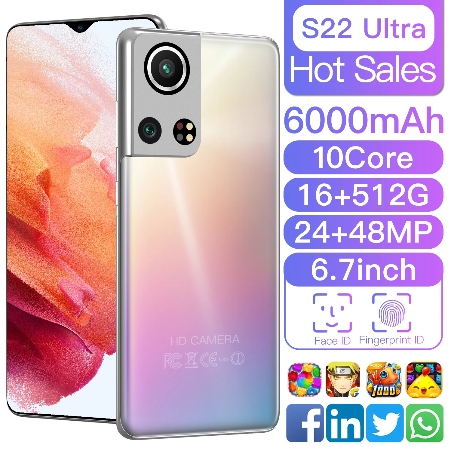 

Смартфон глобальная версия S22Ultra, 16 ГБ + 512 Гб, Android 100%, оригинал, 4G/телефон
