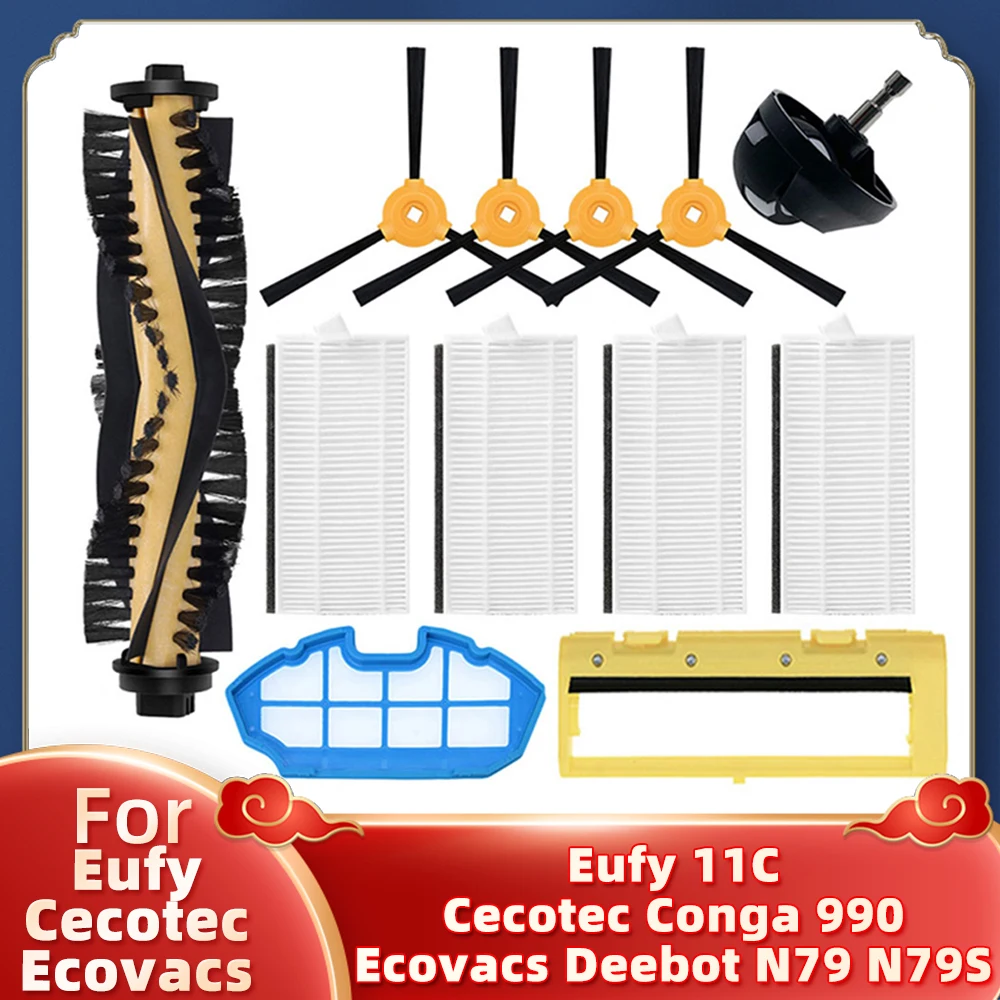 Main Side Brush Hepa Filter Brush Cover For Eufy 11C Cecotec Conga Excellence 990 Ecovacs Deebot N79S Robot Vacuum Spare Parts
