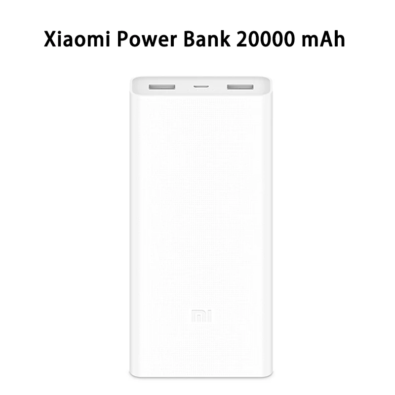 Mi 20000 mAh Внешний аккумулятор Xiaomi, 20000 мА/ч, 2C, внешний аккумулятор, портативная зарядка, двойной USB QC3.0Mi, 20000 мА/ч, внешний аккумулятор, зарядное устройство для телефона - Цвет: Mi 20000 mAh