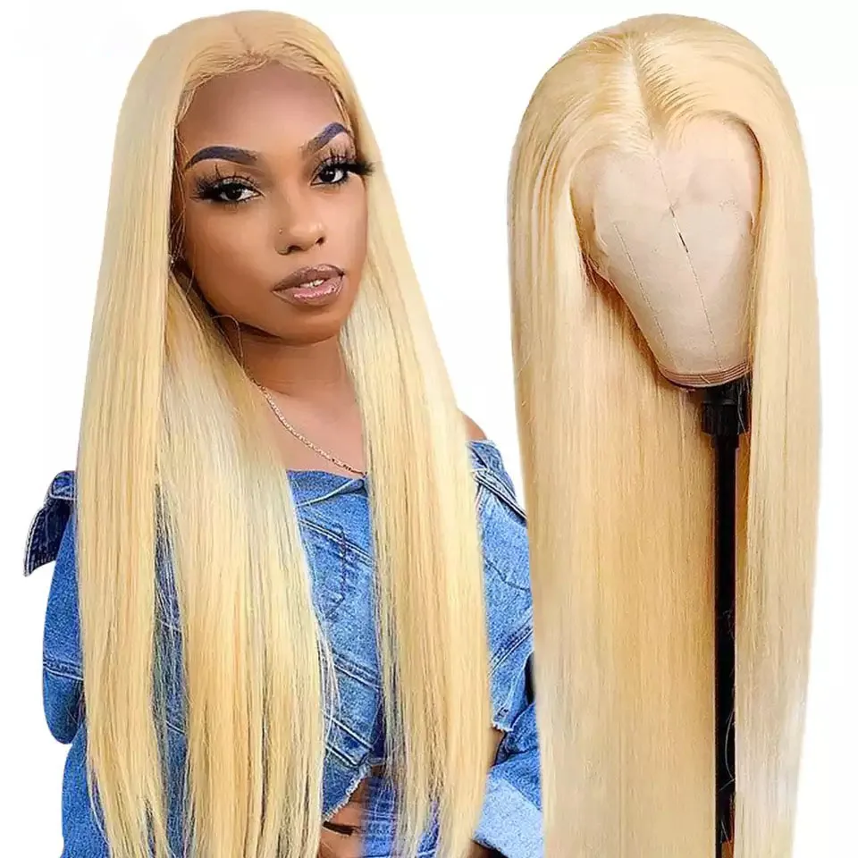 

613 Lace Front Wig Human Hair 13x4 HD Lace Frontal Wig Pre Plucked With Baby Hair Brazilian Straight 613 Closure Wig 180 Density