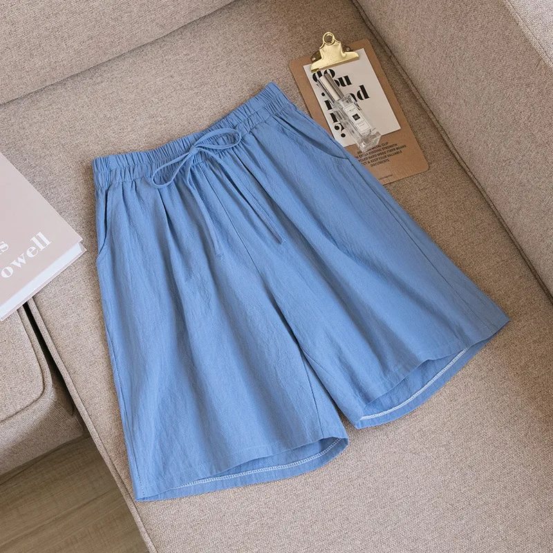 

Women shorts 2021 Summer Casual Solid Cotton Linen shorts high waist loose shorts for girls Soft Cool female shorts M-3XL