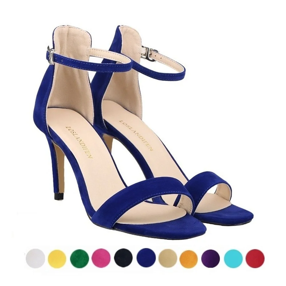 Женские замшевые босоножки на среднем каблуке Летние повседневные Босоножки с