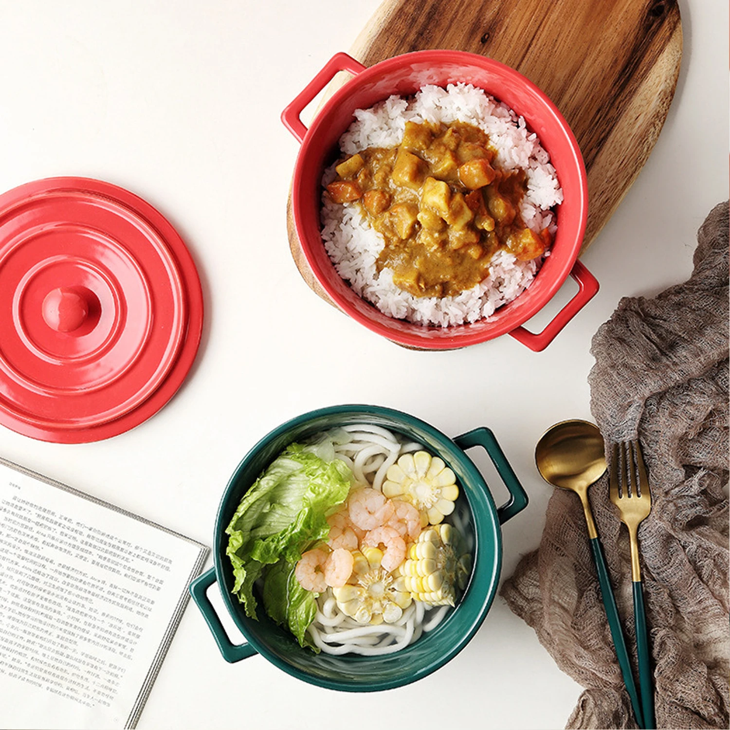 Красочная Бытовая Керамическая большая миска для лапши быстрого приготовления с