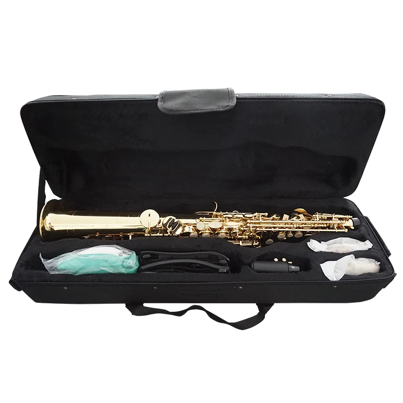 Латунный прямой сопрано саксофон Bb B плоский деревянный духовой инструмент