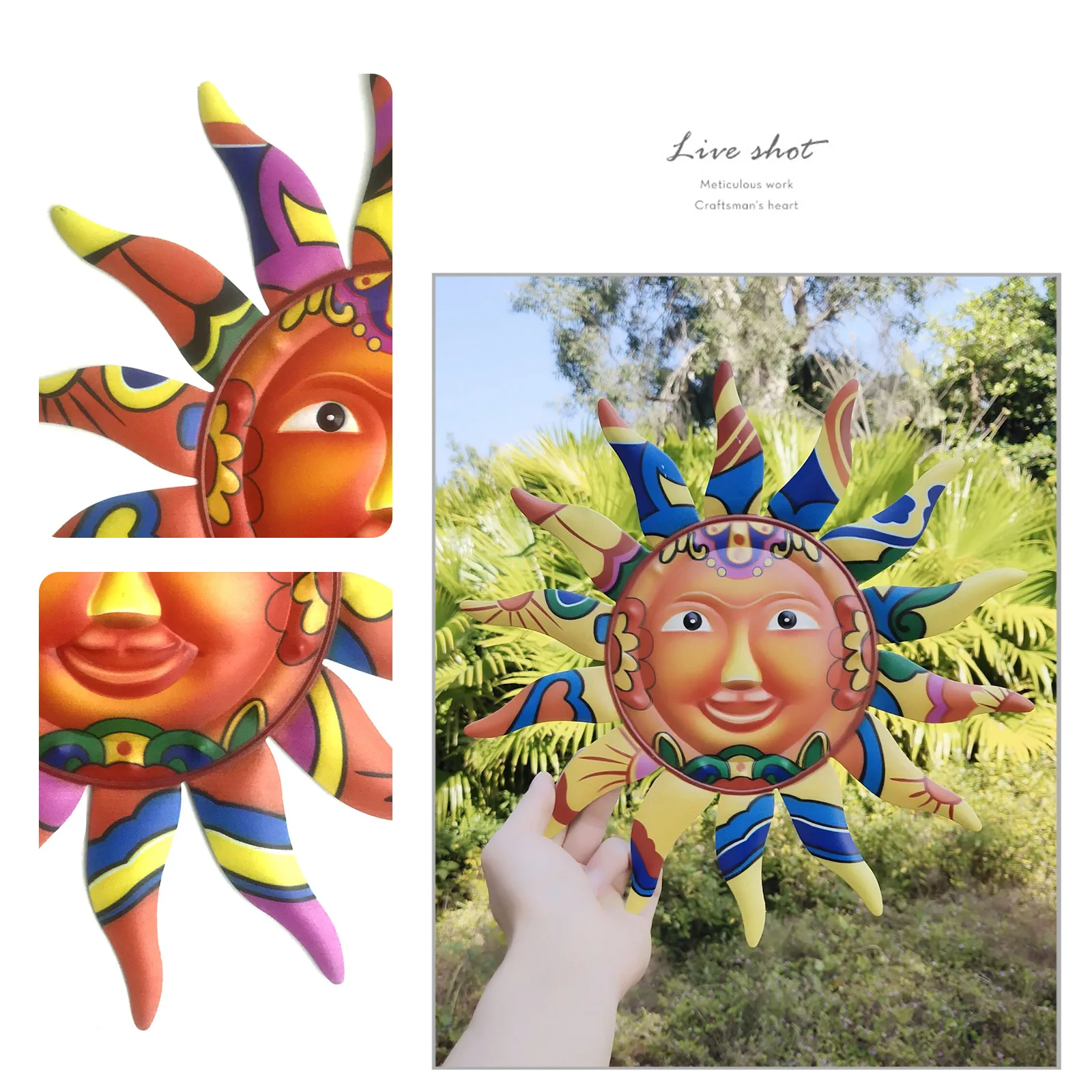 Бело-черные красочные настенные подвесные украшения «солнце», «Луна» для внутреннего и наружного дворика, украшения для сада, металлически...