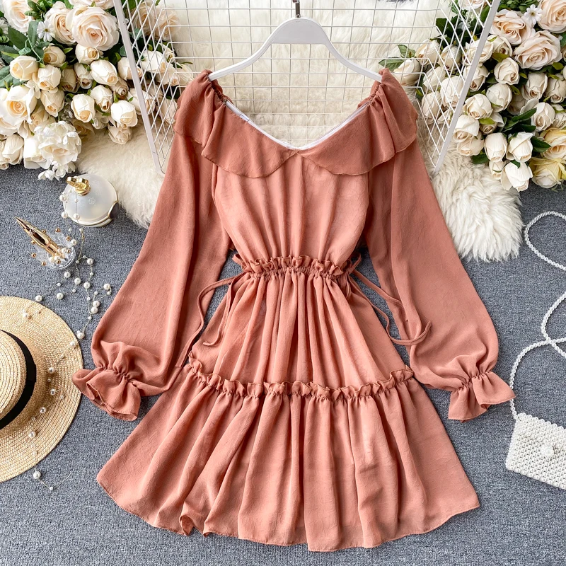 Женское платье с v-образным вырезом и пышными рукавами новинка 2019 | Женская одежда