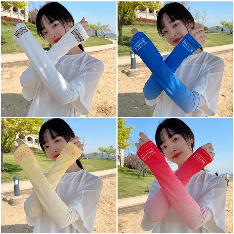 Ice Silk Arm Sleeve Casual Sports Sunscreen Cover Cuff Summer Cycling Driving Breathable Sun Protection Gloves |