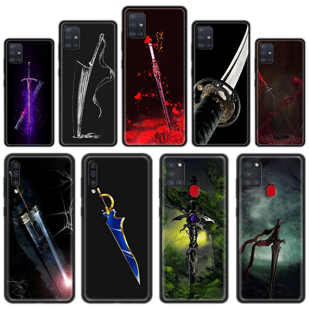 

Silicone Soft TPU Shell for Samsung Galaxy A10 A50 A70 A40 Luxury Phone Case A10S A20 A20E A30S Cover Sword Sword