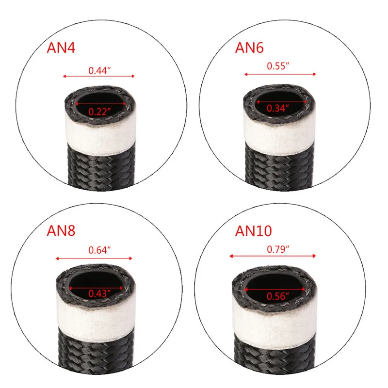 2 м шланг подачи топлива AN4 AN6 AN8 AN10 Нержавеющая сталь Плетеный PTFE тормоза