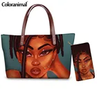 Женская сумка Coloranimal в американском стиле, роскошный брендовый длинный кожаный комплект кошельков для женщин, черная сумка через плечо для покупок в африканском стиле