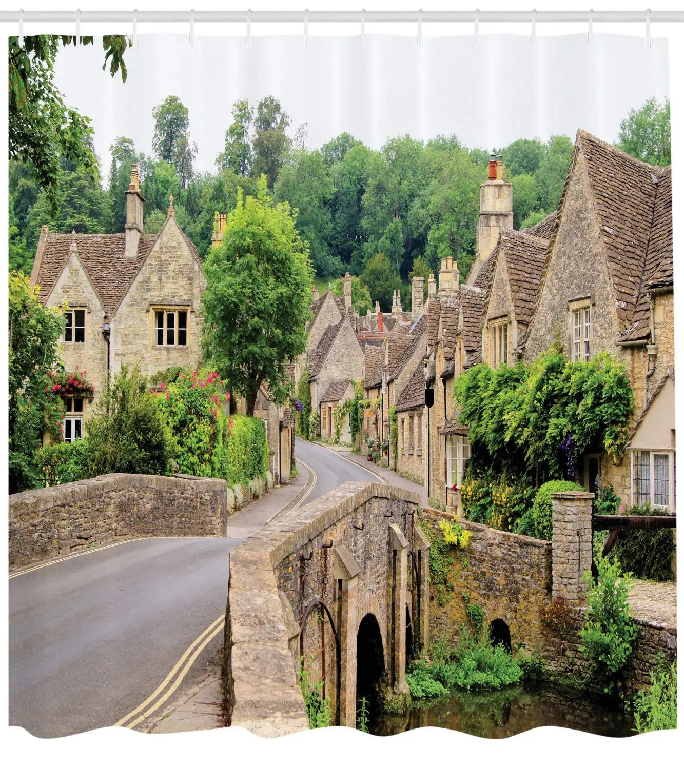 Деревенский Дом Декор занавеска для душа британская деревушка в Англии старые