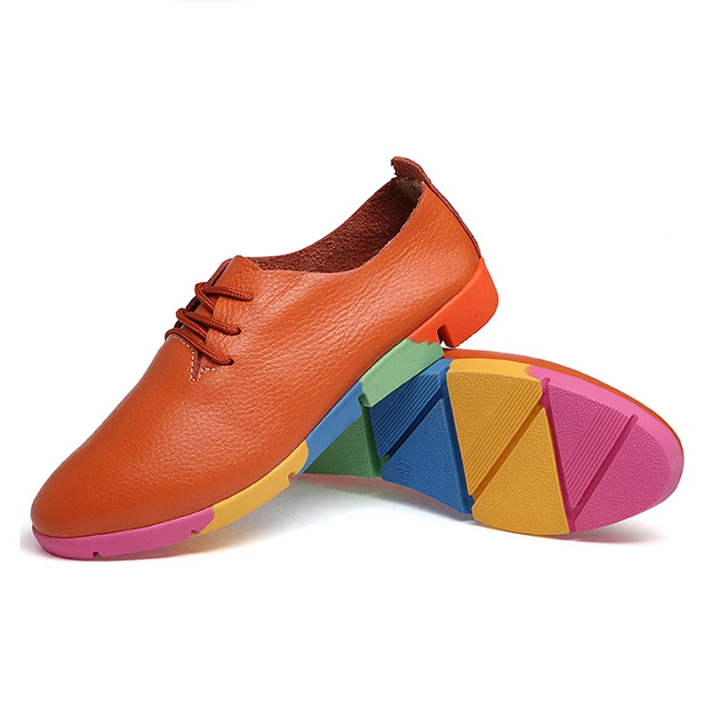 Женские туфли на плоской подошве из натуральной кожи