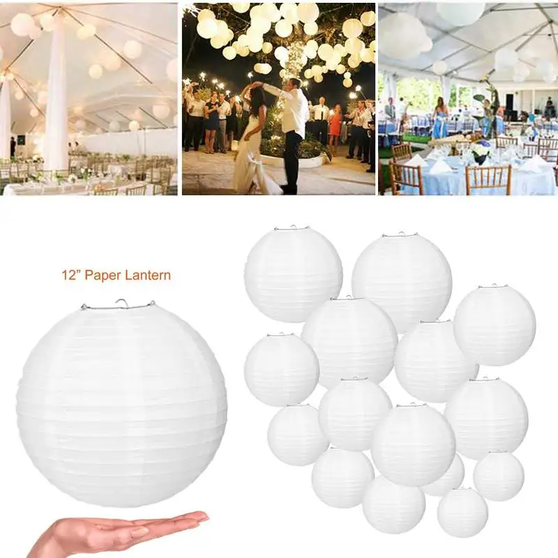 Бумажные праздничные бумажные фонари красивые белые сотовые шарики свадебный