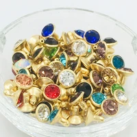 100sets golden base mix color 8mm crystals rhinestone rivets diamond studs for leathercraft diy rivets studs for clothing