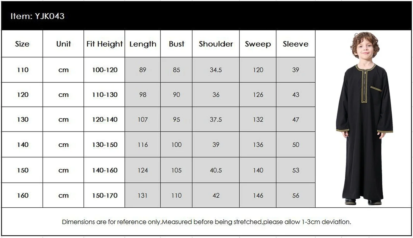 Muslim Saudi Arab Boys Robe  Dishdasha Kids Abaya Kaftan Prayer Islam Clothing Long Sleeve Thobe Middle East Teenage Dress Dubai