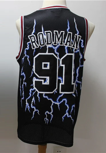 

Mens American Basketball Jerseys Clothes Dennis Rodman Chicago Bulls #91 European Size Ball Pants T Shirts Cool Tops Loose Cloth