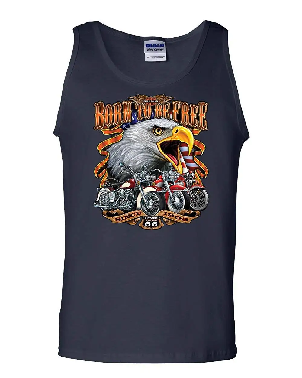 Born to be Бесплатная майка Исторический маршрут 66 Белоголовый Орлан банды байкеров