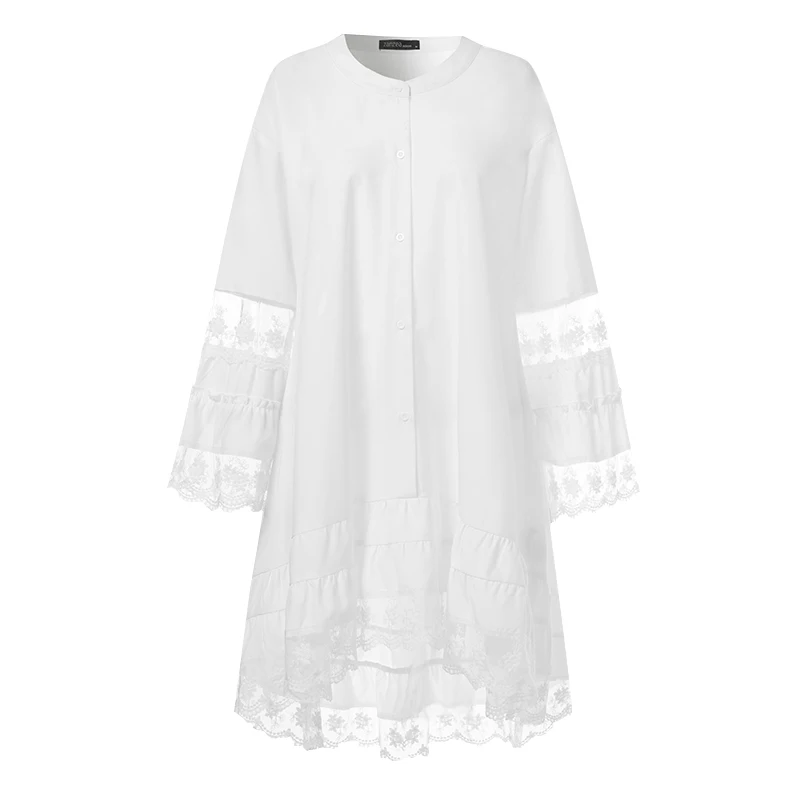 Платье ZANZEA женское кружевное в богемном стиле пляжный сарафан с расклешенным