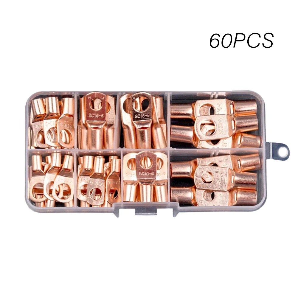 60pcs Copper Wire Ring Terminal Lug SC Battery Welding Bare Connectors Set Kits | Автомобили и мотоциклы