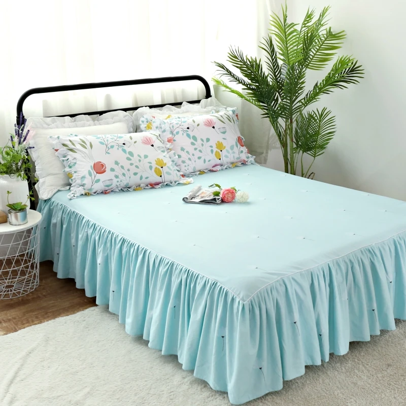 

Girls Duvet cover Bedding Bedspread Ruffle Floral Bedding Luxury Flower leaves Bedding Set Princess king quilt Cover bed skirt
