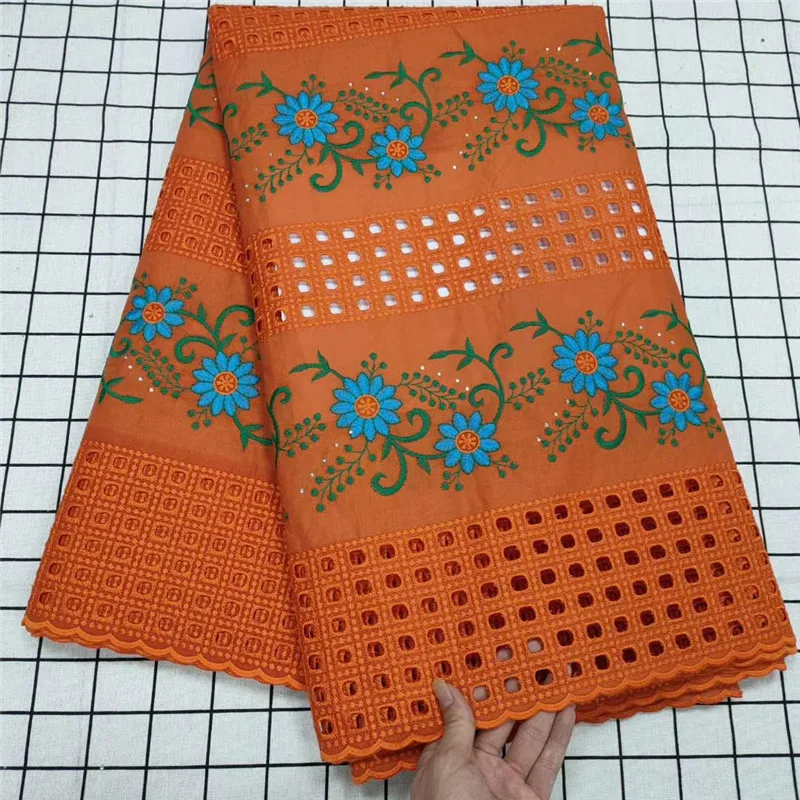 

5yards nigerian cotton lace fabric 2020 NEW fashion style eyelet swiss voile lace in swizerland for women TY1091