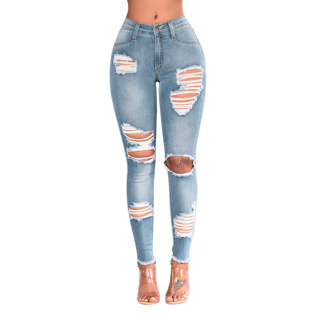 

skinny ripped jeans for women Fashion Jeans Denim Hole Female Stretch Sexy Pencil Pants