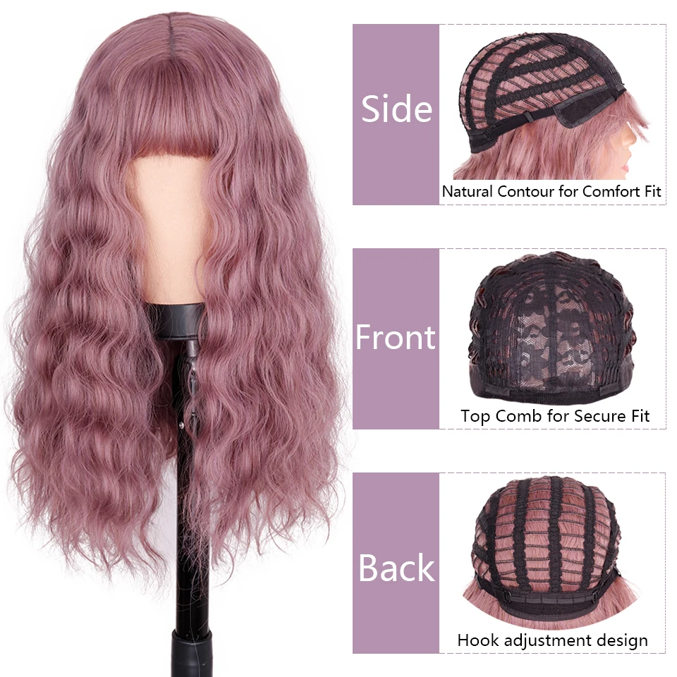 Парик женский из синтетических волос термостойкий фиолетовый с темно