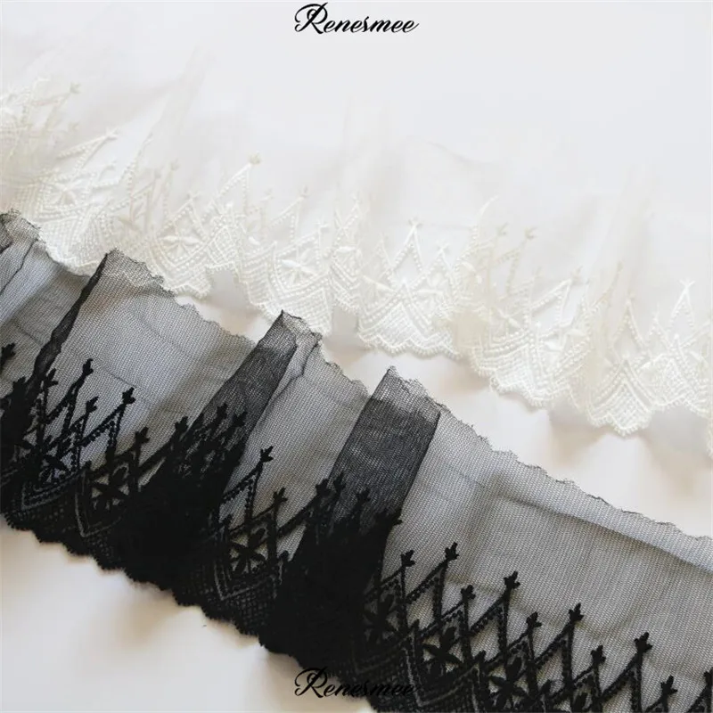 Мягкая фатиновая сетка цвета слоновой кости черная ткань с кружевной отделкой