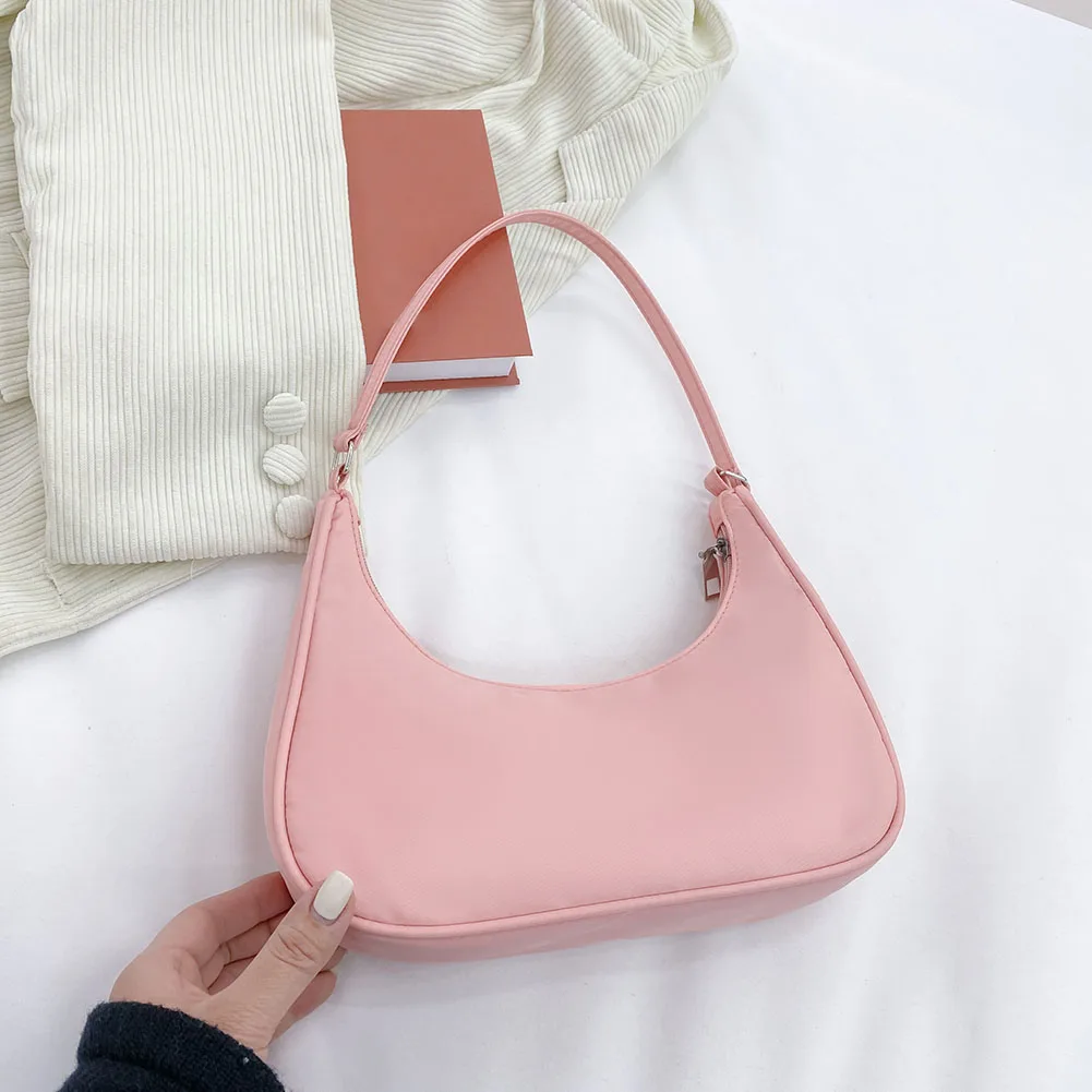 

Fashion Women Pure Color Shoulder Underarm Hobos Bags Casual Ladies Zipper Small Purse Top-handle Handbag