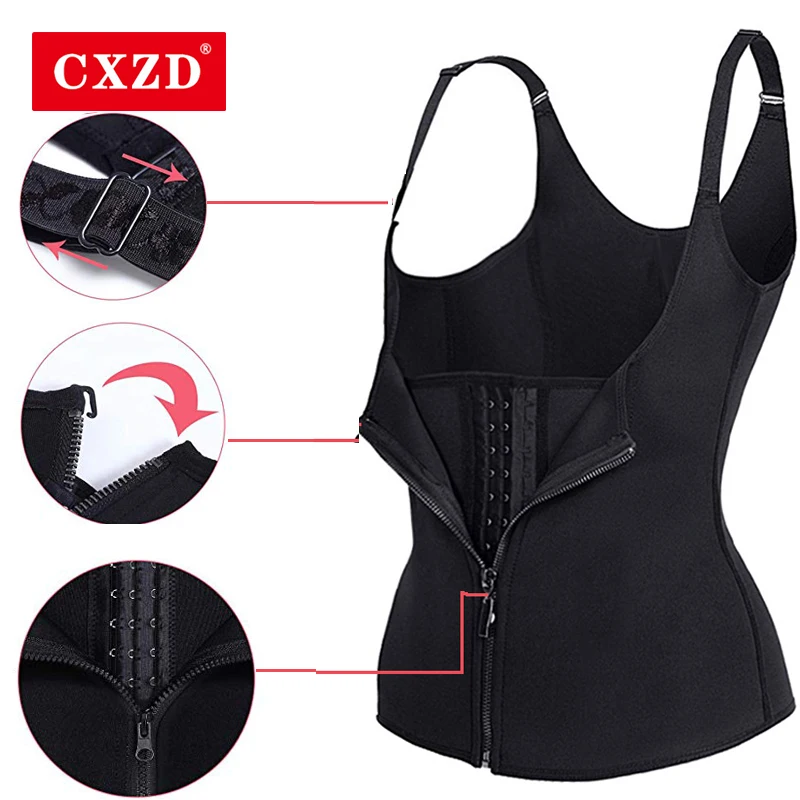 

CXZD Womens Waist Trainer Corset Vest Slimming Body Shaper Cincher with Zipper & Adjustable Straps for Weight Loss