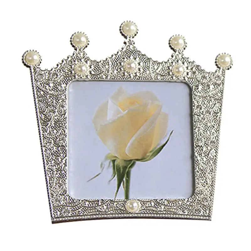 

Crown Metal Table Picture Frame Photo Display for Tabletop Decorative Pearl Picture Frame Wedding Photo Frame
