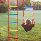 Радужная веревочная лестница для детей, развивающие игрушки, деревянная подвесная веревка для качелей, оборудование для фитнеса на улице и в помещении