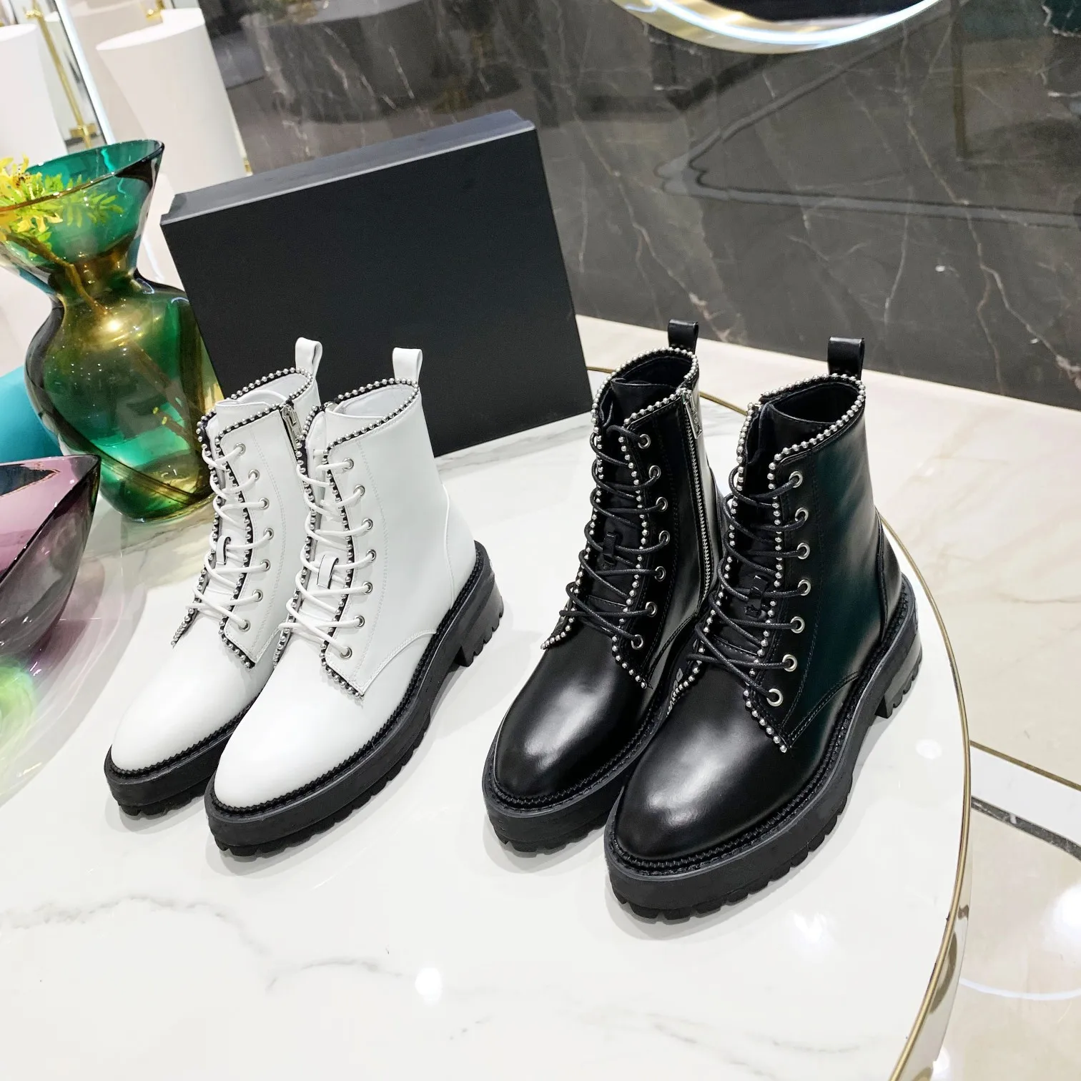 

Large Size35-41 Women Platform Round Toe Boots Ladies Solid Genuine Leather Ankle Boots Zapatos Botines Mujeres Designer Shoes