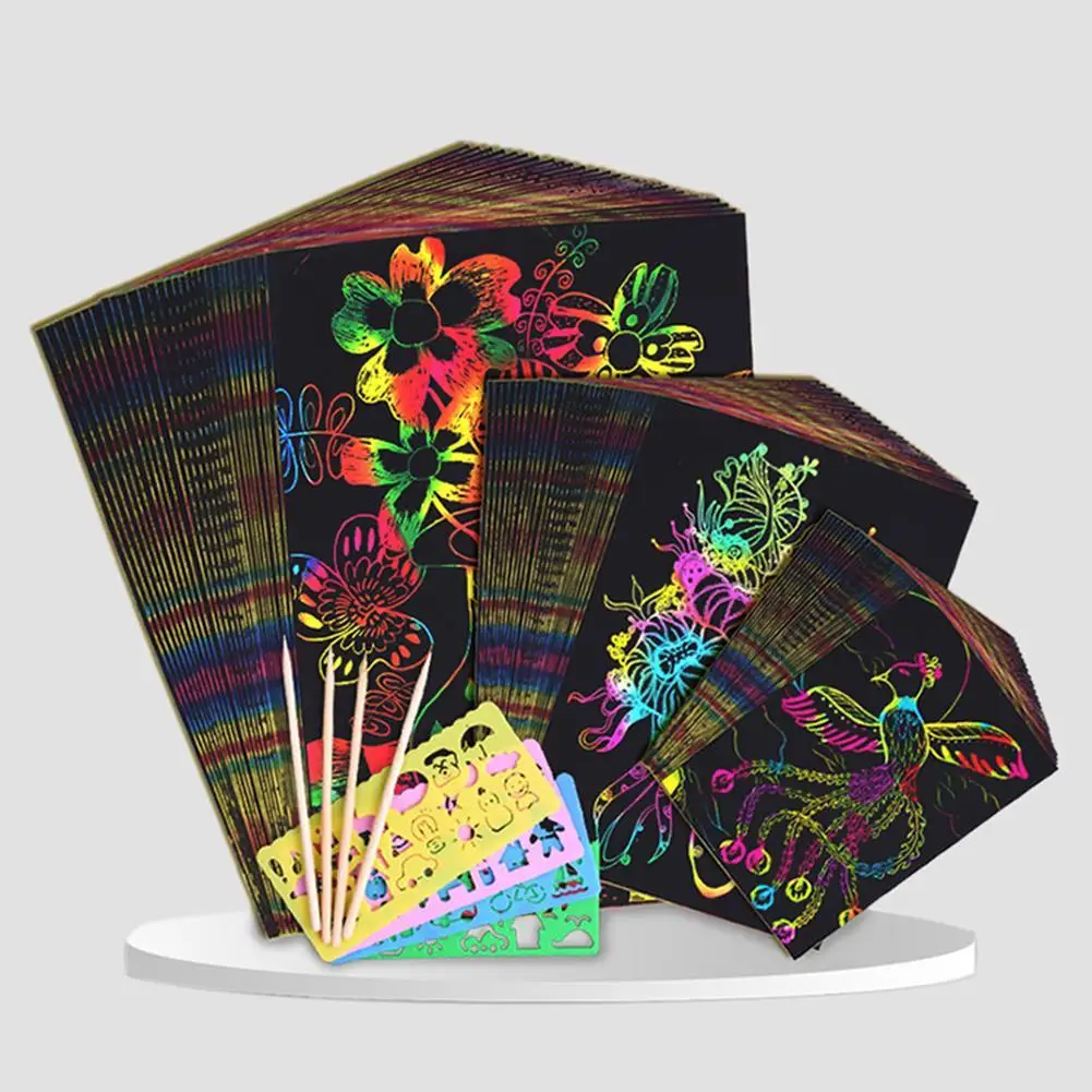 32k Magic Color Rainbow Scratch Art Paper Card Set Template Colorful Handmade DIY Graffiti Scratch Drawing Paper Creative Gift