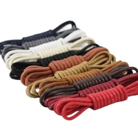 1 pair solid color waxed cotton round shoelaces fashion classic unisex waterproof leather shoe laces waxed laces free shipping