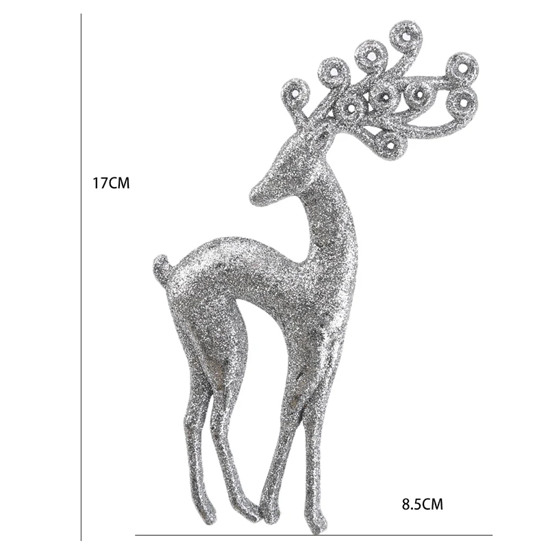 

Gold &Silver Cute Elk Christmas Tree Pendant Ornaments For Home Christmas Party Decorations DIY Kids Gifts Supplies