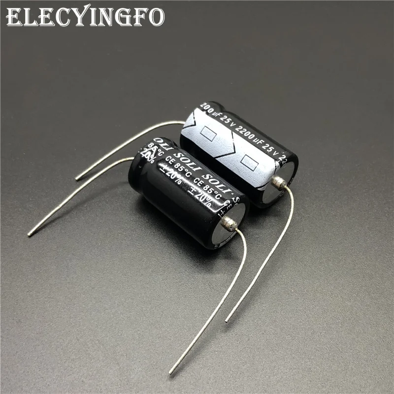 

5Pcs/50Pcs 2200uF 25V2200UF SOLI 16x27mm 25V2200uF Axial Aluminum Electrolytic Capacitor